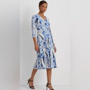 Lauren Ralph Lauren • Blue Floral Wrap Dress • Size 6